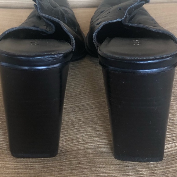 Fall Leather Cut Out Square Toe Pointed Toe Heels Mules Y2K Vintage - Picture 5 of 7